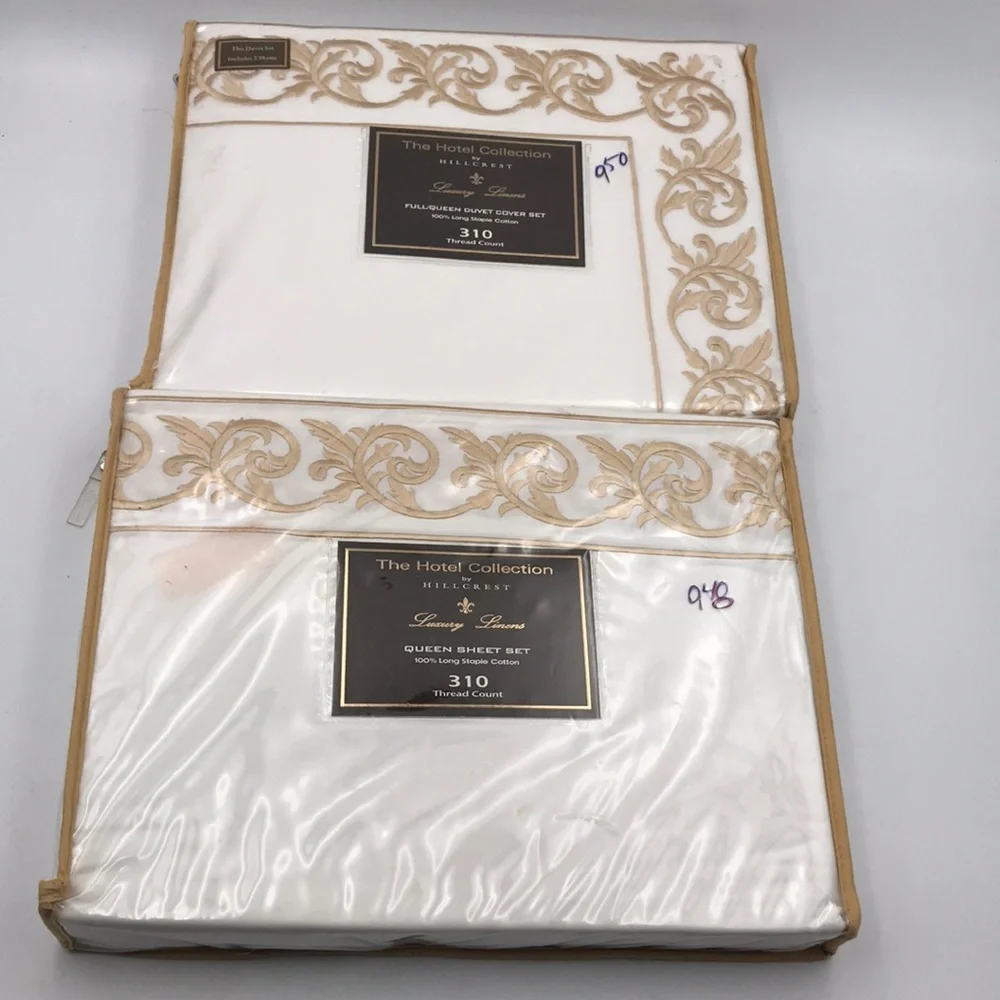 7 Pc Set Hillcrest The Hotel Collection Embroidered Duvet Cover Sheet